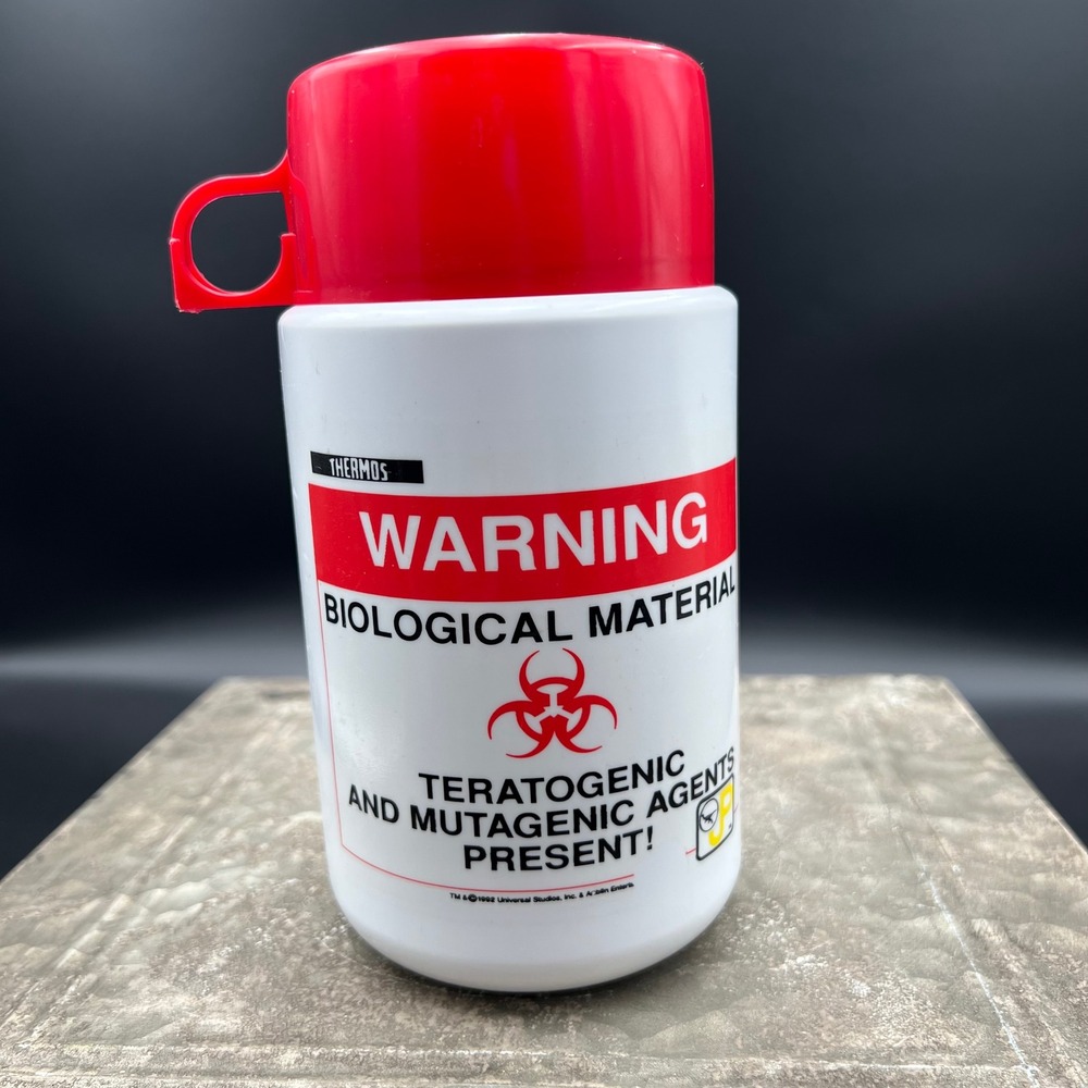 Vintage 1992 Thermos Biological Material Biohazard Food Jar Model 6700 White Red